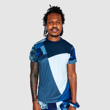 Load image into Gallery viewer, blue t-shirt made by zero waste daniel a sustainable fashion brand in ny
