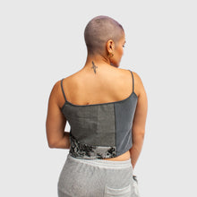 Load image into Gallery viewer, Gray &#39;all-over reroll&#39; cropped tank top
