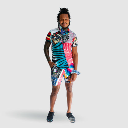 mixed print 'all-over reroll' short sleeve tee shirt