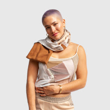 Load image into Gallery viewer, Khaki &#39;all-over reroll&#39; scarf
