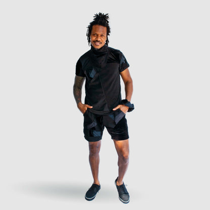 black 'all-over reroll' short
