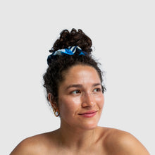 Load image into Gallery viewer, blue scrunchie made by zero waste daniel a sustainable fashion brand in ny
