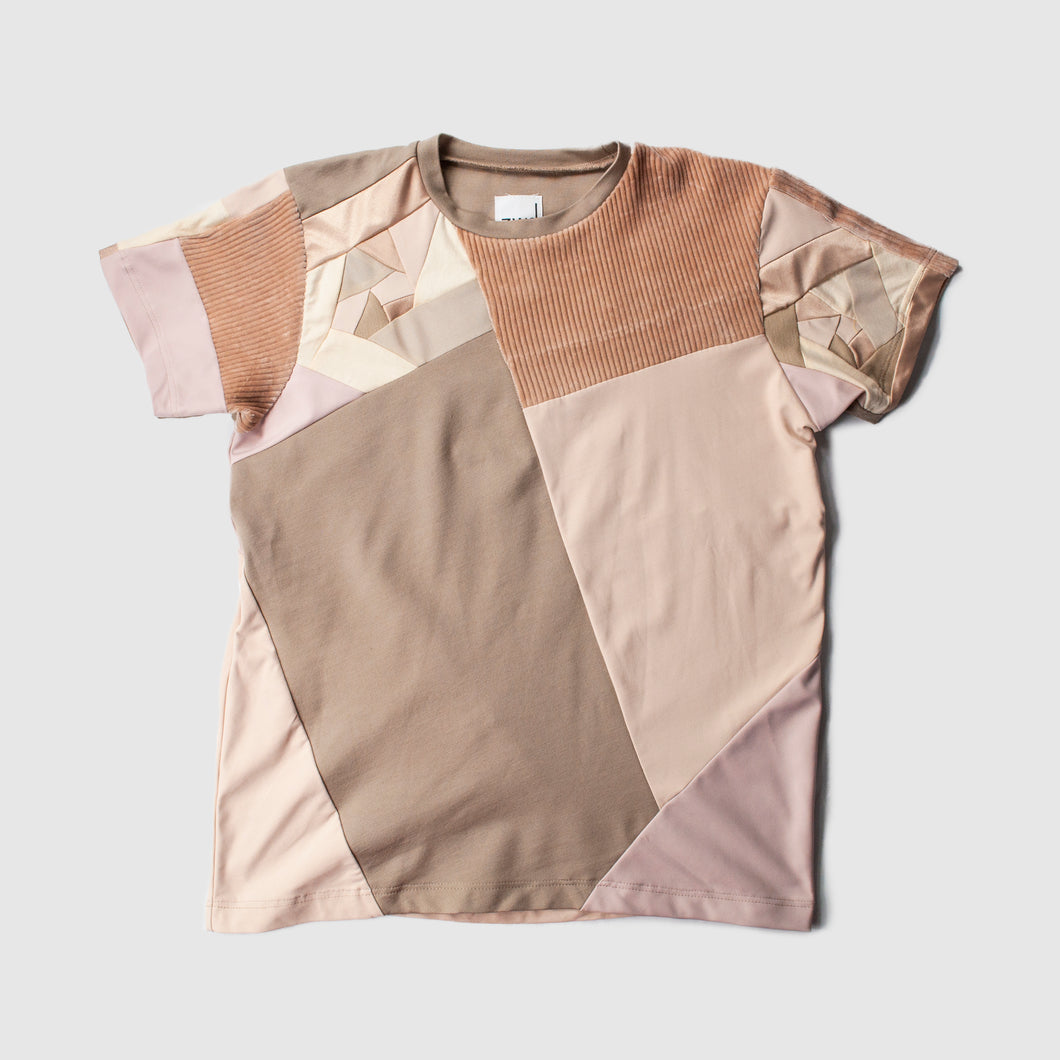 khaki t-shirt made by zero waste Daniel a sustainable fashion brand in ny
